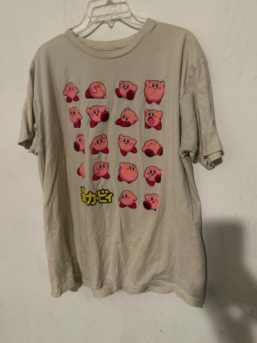 Kirby Graphic Tee - Beige with Pink Characters